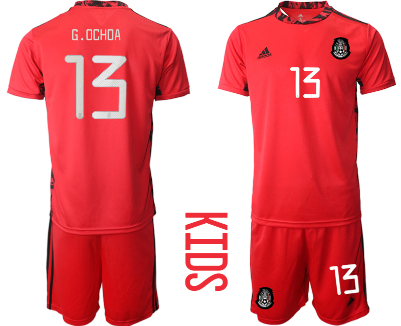 Cheap Youth 2020-2021 Season National team Mexico goalkeeper red 13 Soccer Jersey